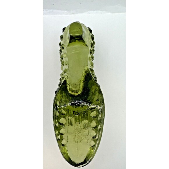 VTG USA Fenton Colonial Green Hobnail Slipper Shoe Ruby Red Daisy and Button - Picture 6 of 11